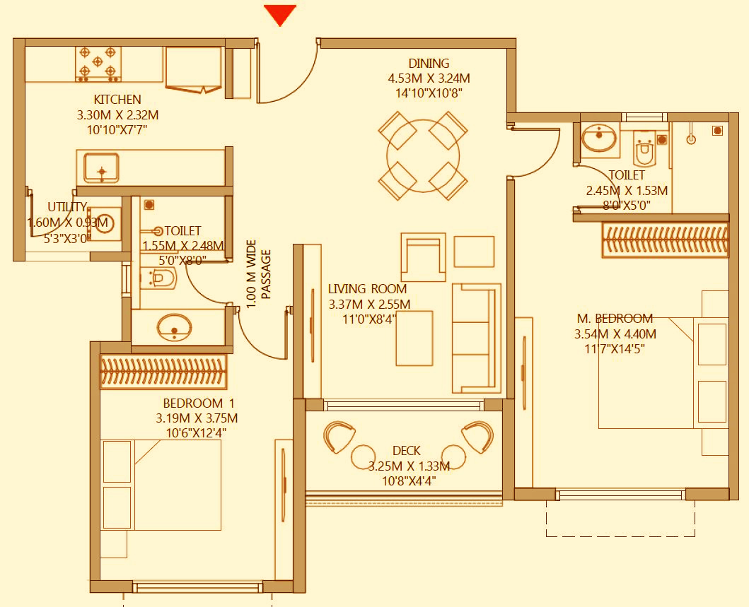 2 BHK Floor Plan