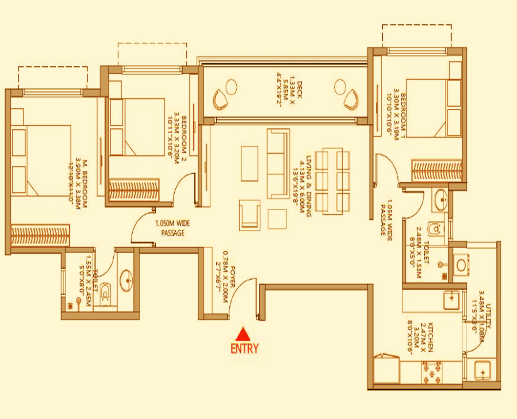 3 BHK Floor Plan