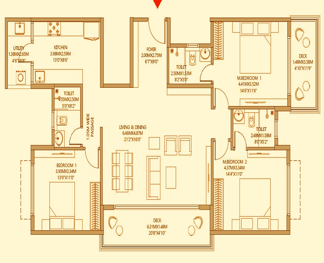 3 BHK Floor Plan